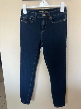 Michael Kors Navy Selma Skinny Jeans with Gold Hardware